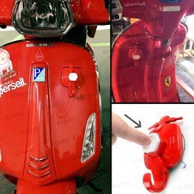 Scooter suction cup hook red with white button