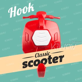 Scooter suction cup hook red with white button