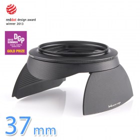 Hoocap black lens cap + hood 2in1 for filter size 37mm