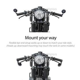 Orbii black bar end mirrors a pair universal fit for 1" &1-1/4" hollow handlebar