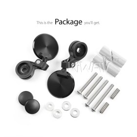 Orbix black motorcycle bar end mirrors a pair for M8 threaded handlebars