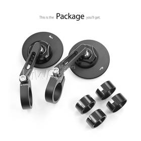 Orbii black bar end mirrors a pair for 7/8, 1 Inch handlebars clamp-on type