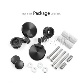 Orbix black motorcycle bar end mirrors a pair compatible with BMW M10 threaded handlebar