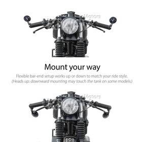 Orbii black bar end mirrors a pair compatible with Moto Guzzi motorcycles