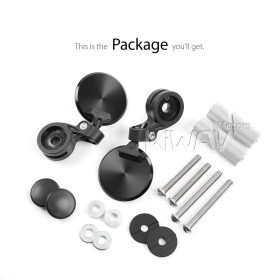 Orbix black motorcycle bar end mirrors a pair compatible with Royal Enfield Interceptor 650