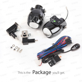 motorcycle 1.9 Inch 12V 55W round projector fog lights with wiring kits and brackets