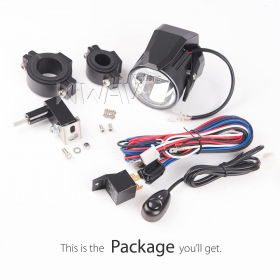 motorcycle 3 Inch 8W round LED fog light with a bracket and wiring kits