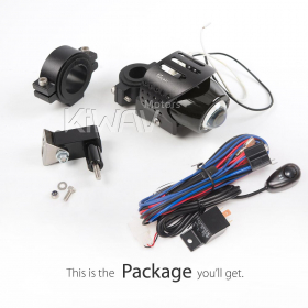motorcycle fish-eye round 12V 55W fog light with wiring kit and a bracket