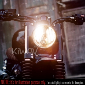 バイク用ヘッドライトアセンブリ　5-3/4インチ　SAE認証　黒　ボトムマウント