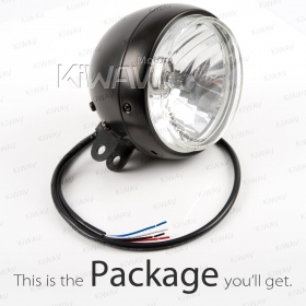 5-3/4 inch H4 60/55W ECE headlight black bottom mount