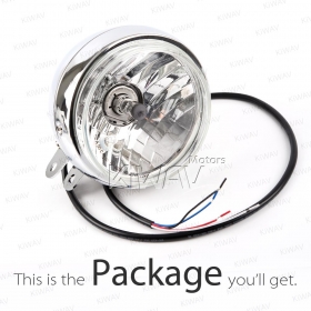 ワヲン　後期仕様クロームヘッドライトのみ ヘッドライト: バイク用ヘッドライトアセンブリ 5-3/4インチ ECE認証