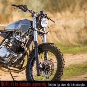 バイク用ヘッドライトアセンブリ　5-3/4インチ　ECE認証　黒　ボトムマウント　左ハンドル/右側通行