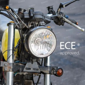 バイク用ヘッドライトアセンブリ　5-3/4インチ　ECE認証　黒　ボトムマウント　左ハンドル/右側通行