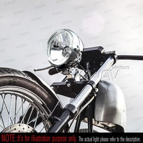 バイク用ヘッドライトアセンブリ　5-3/4インチ　ECE認証　クロム　ボトムマウント　左ハンドル/右側通行