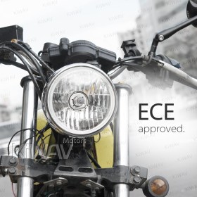 バイク用ヘッドライトアセンブリ　5-3/4インチ　ECE認証　クロム　ボトムマウント　左ハンドル/右側通行
