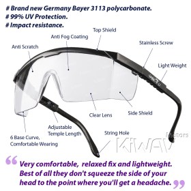 General purpose safety glasses VA200 black  frame clear lens 10 pcs VAWiK