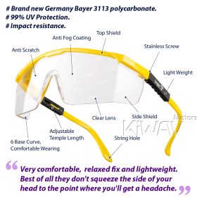 General purpose safety glasses VA200 black & yellow frame clear lens 10 pcs VAWiK