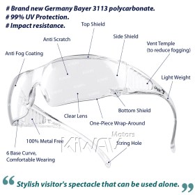 Visitor safety glasses VA340 clear frame 10 pcs VAWiK