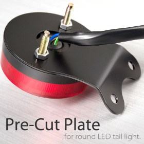 LED round tail light with black mounting bracket
