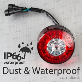 LED round tail light with silver mounting bracket