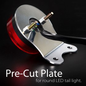 LED round tail light with silver mounting bracket