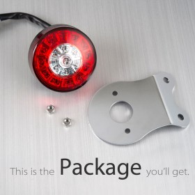 LED round tail light with silver mounting bracket