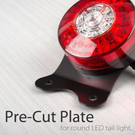 LED round tail light with black mounting bracket & caps