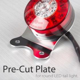 LED round tail light with silver mounting bracket & caps