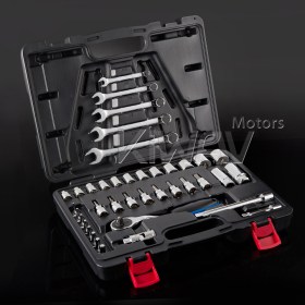 40PCS SAE 3/8 Dr. Socket Set Tool Kit compatible with Harley-Davidson