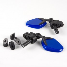 Petal blue bar end mirrors for bicycle a pair