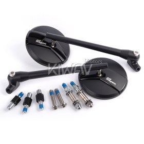 Missie black mirrors compatible with M10 metric bike & Harley Davidson