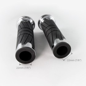 バイク用グリップ　ホイル　クロムのトリムリング付き　22mm二個セット