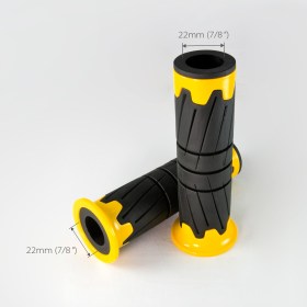 バイク用グリップ　ホイル　黄のトリムリング付き　22mm二個セット