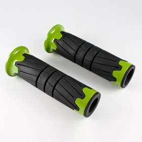 Wheel black grips with green trim of a pair 25 mm and 22 mm