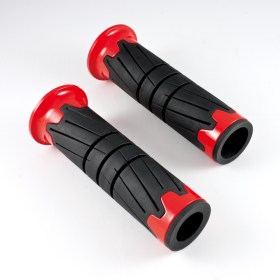 Wheel black grips with red trim of a pair 25 mm and 22 mm