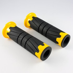 Wheel black grips with yellow trim of a pair 25 mm and 22 mm