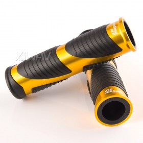 Wave grips anodized aluminum gold trim 22mm 2pcs