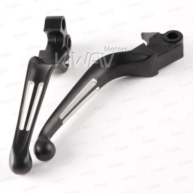 long slotted cut hand control levers matte black and silver compatible with Harley Davidson  '96-'03 XL '96-'17 Dyna®  '96-'14 Softail® and '96-'07 Touring models