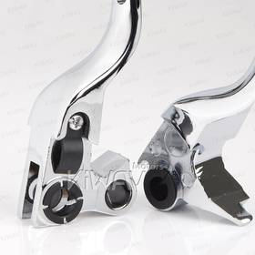 long slotted cut hand control levers chrome compatible with Harley Davidson  '96-'03 XL '96-'17 Dyna®  '96-'14 Softail® and '96-'07 Touring models